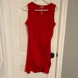 ePretty Red Asymmetrical Sheath Dress Scoop Neck